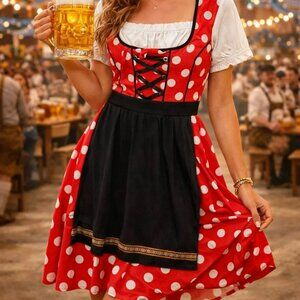 Disney Parks Dress Shop Minnie Mouse Epcot Germany Dirndl Octoberfest Red XL NWT